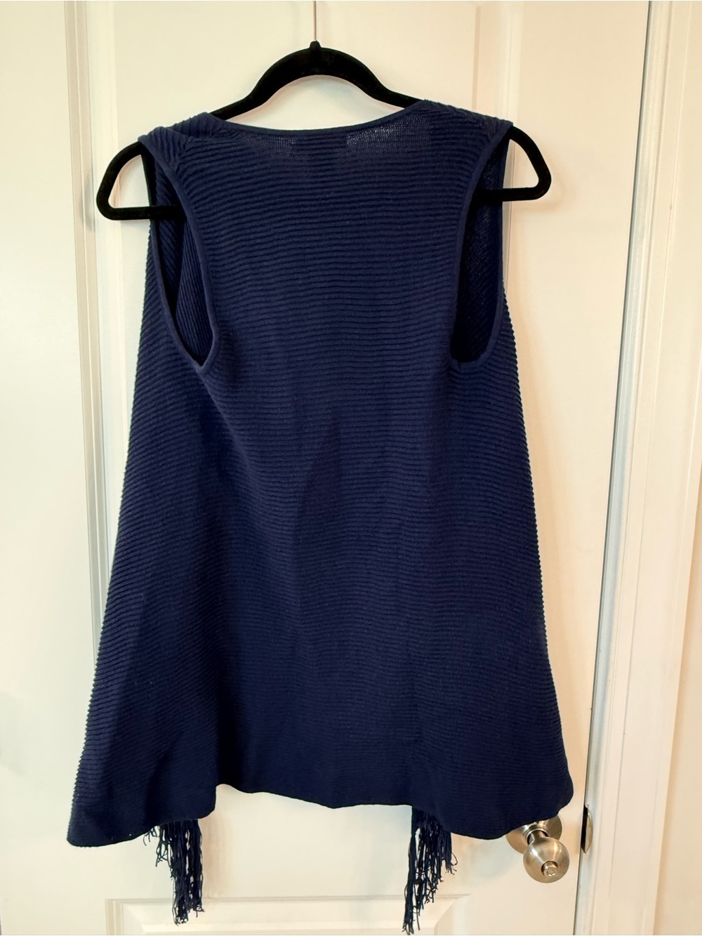 Lilly Pulitzer Navy Blue Fringe Open Front Knit Vest XS - Picture 5 of 6
